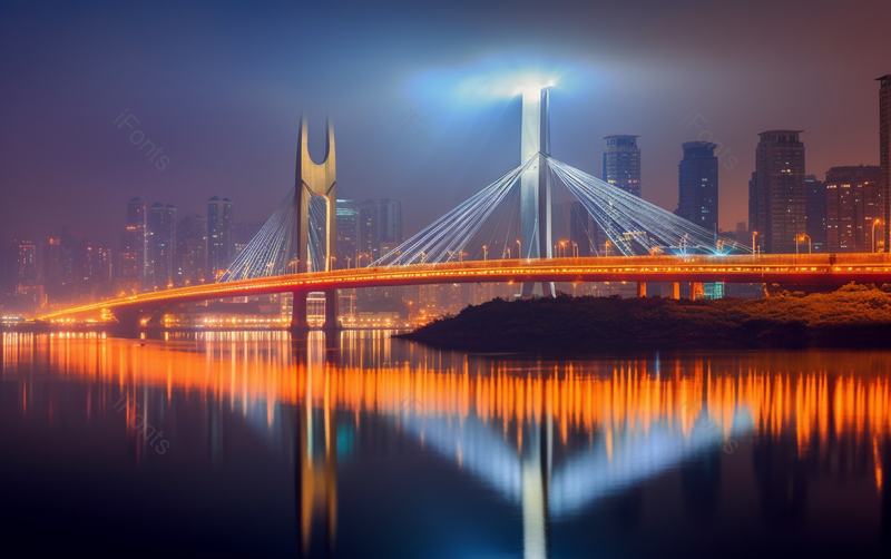 水中倒影城市景观大桥风景摄影,高清,摄影图,摄影图片,图片大全,摄影图免费下载